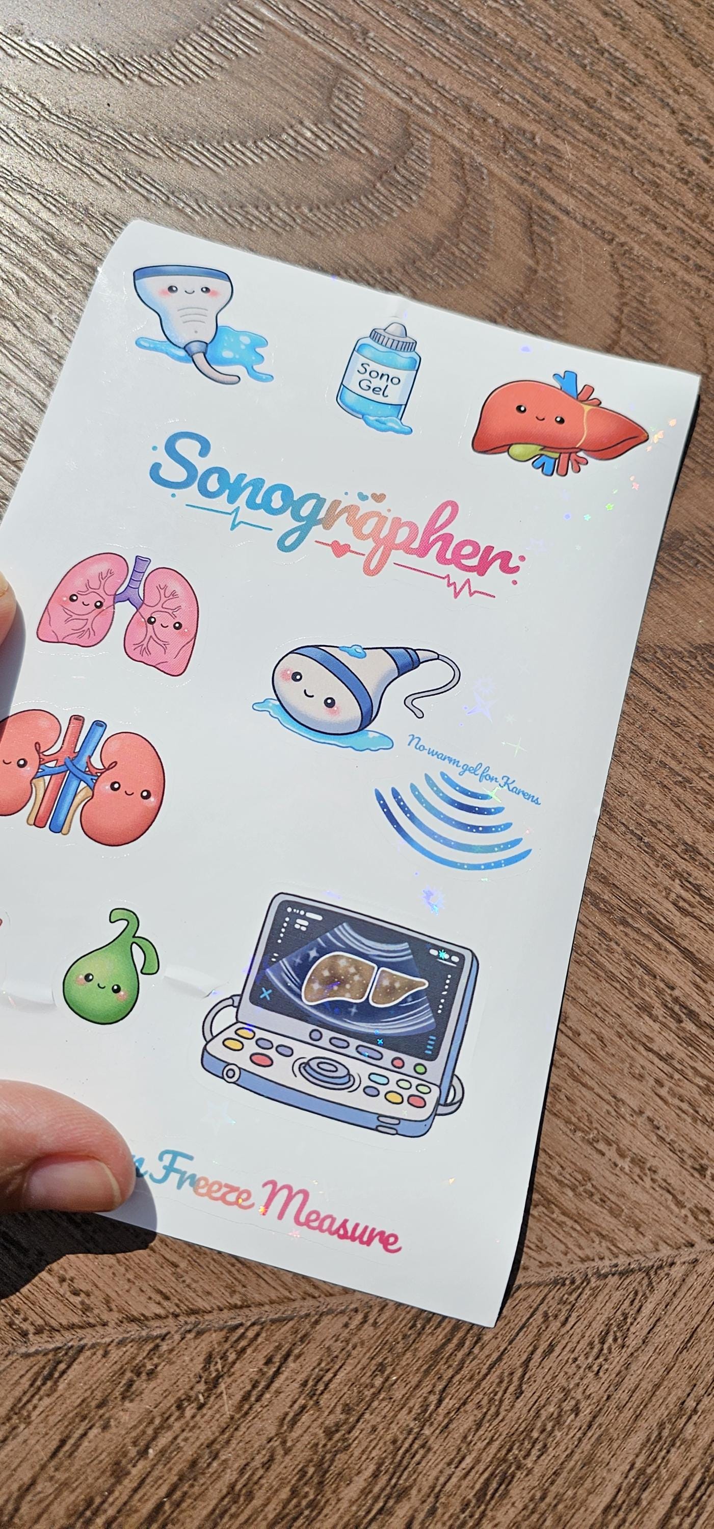 Sonographer Sticker Sheet, Ultrasound Tech Medical Stickers (4x7 Inch ...