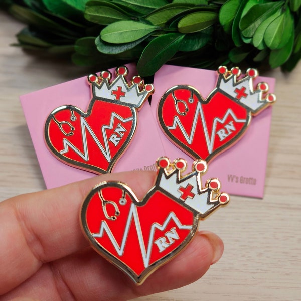 ER Nurse pin. RN pin. Nurse pin.Enamel pin. Nursing enamel pin. Registered Nurse pin. Heart RN pin.