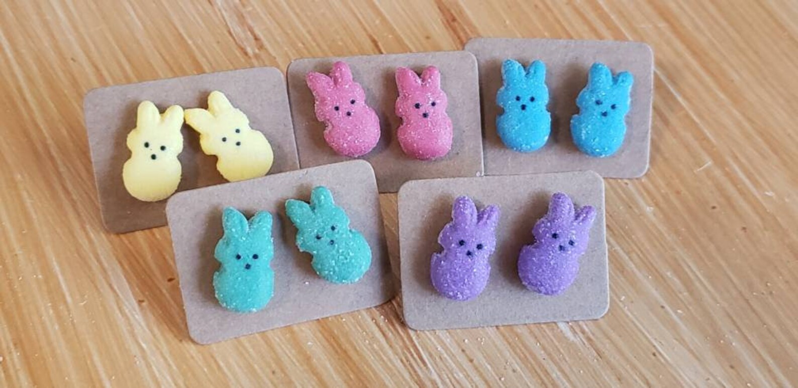 Bunny Marshmallow earrings.Marshmallow Bunny earrings.Bunny Etsy