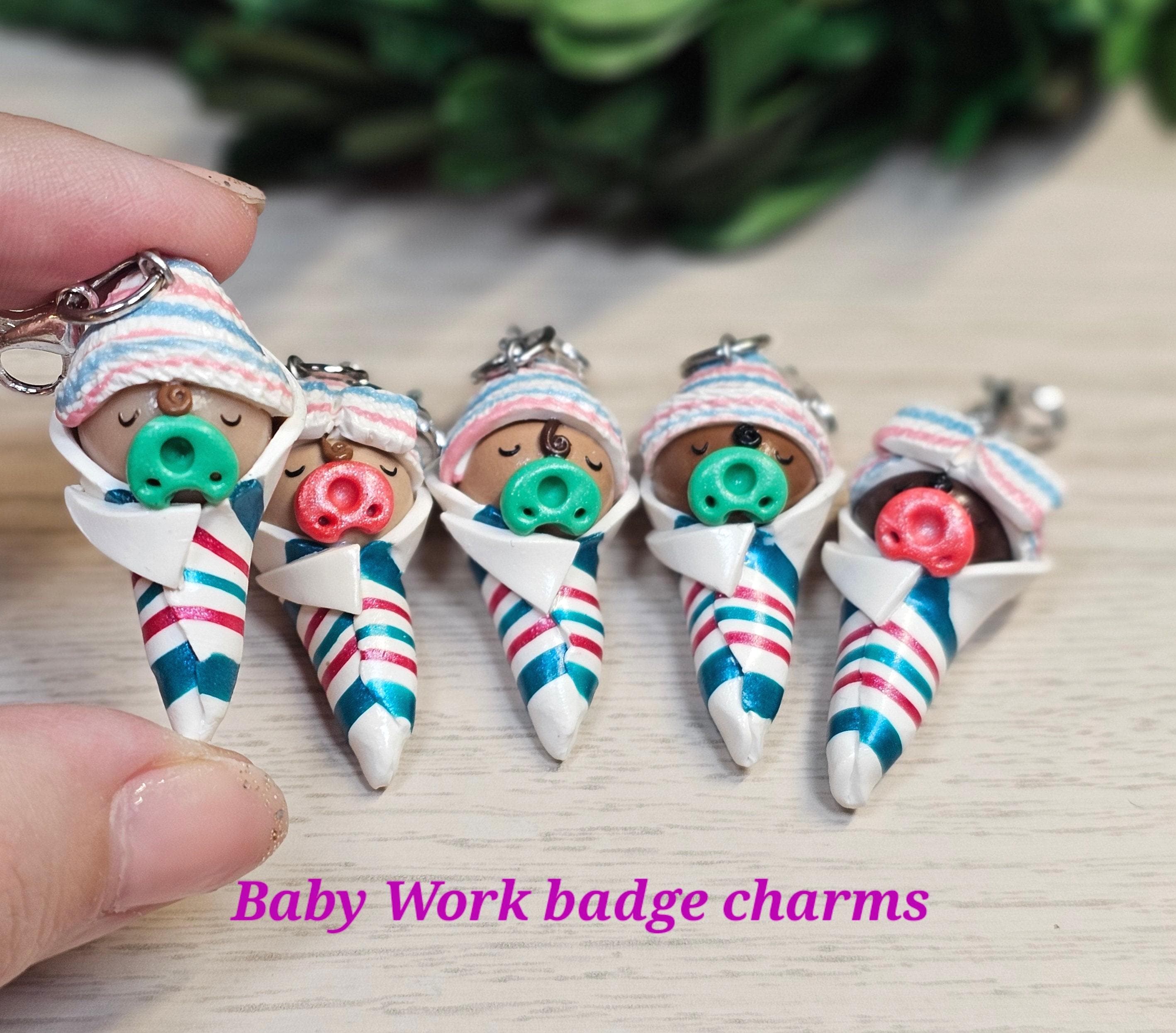 NICU nurse charm.Small size. Baby wrapped in blanket charm.Neonate charm.OB/Gyn nurse gift.Labor and delivery Newborn charm.NICU badge reel