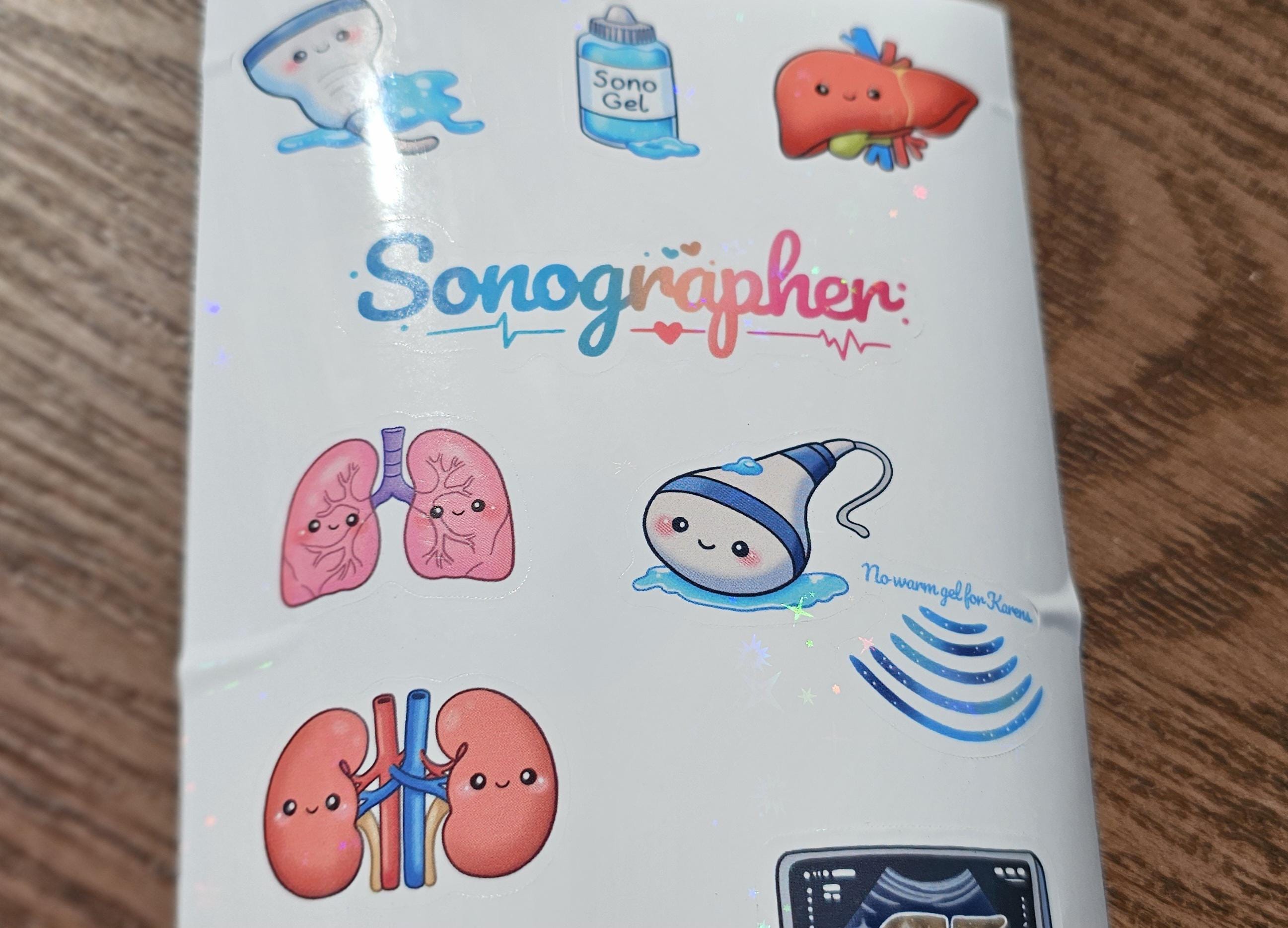 Sonographer Sticker Sheet, Ultrasound Tech Medical Stickers (4x7 Inch ...