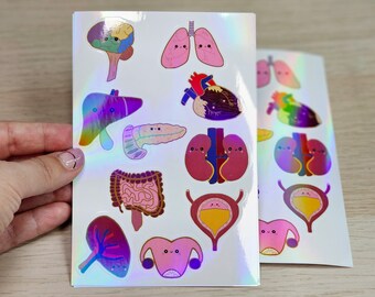 Happy Anatomy Stickers: Kawaii Organ Stickers, Medical Gift
