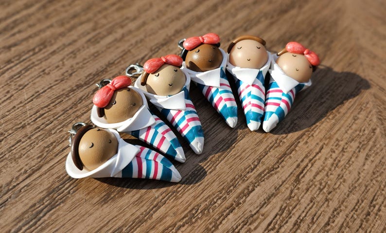 Polymer Clay Baby Charm, NICU Nurse Gift, Hospital Blanket image 14