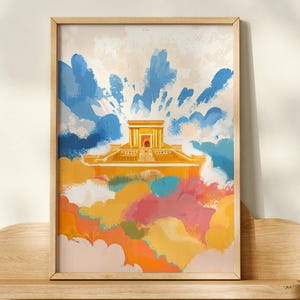 Impresión para habitación infantil judía Bais Hamikdash, templo judío Beit HaMikdash, arte mural infantil judío Alef Bais, impresión decorativa para guardería escolar hebrea