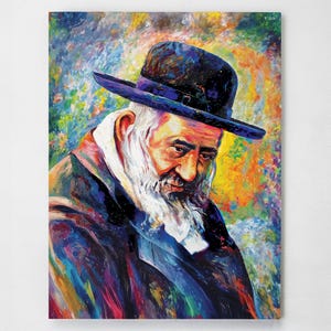 Reb Shayele de Kerestir 18 × 24" Impressão em tela - רבי שילה קרעסטיר Yeshayah Steiner Kerestire - Reb Shaye Ben Reb Moishe Judaica, decoração de parede