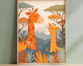 Cute Giraffe Art for Kids Bedroom or Childrens Nursery