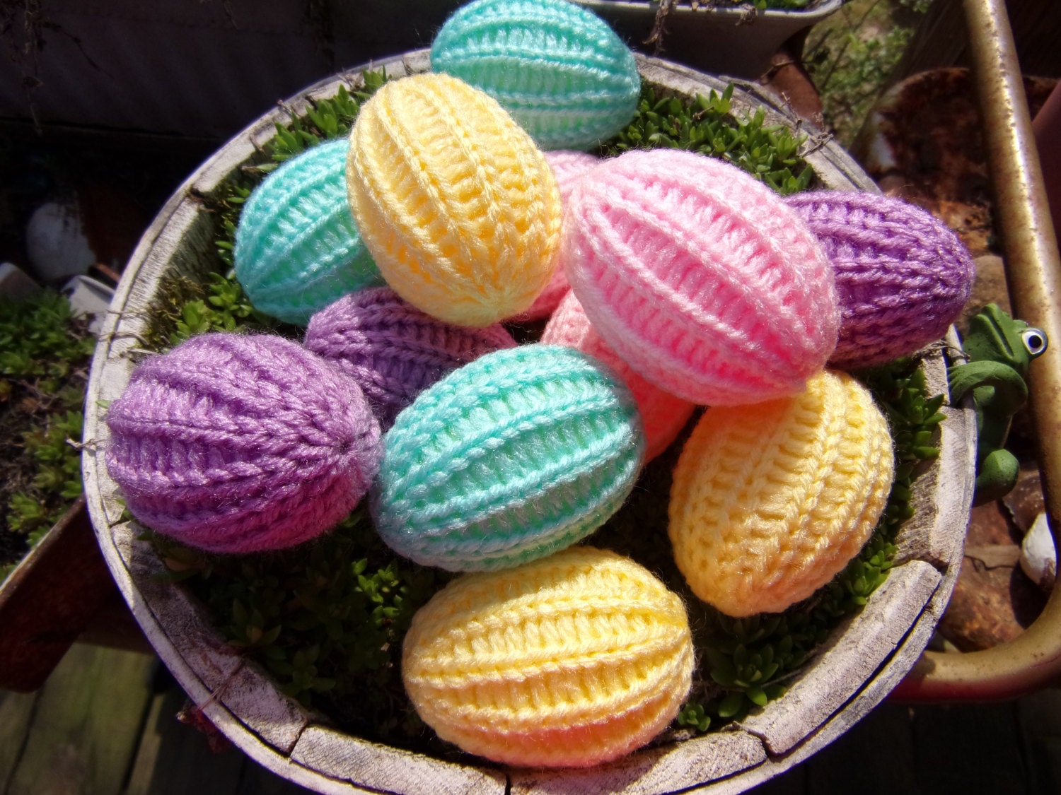 Loom Knitted Eggs Set of 12 Loom Knitted Egg Covered Plastic Etsy