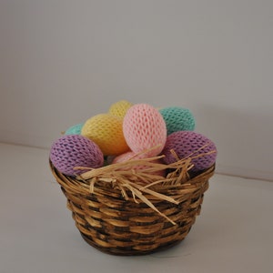 loom knitted eggs, set of 12 loom knitted eggs, covered plastic eggs, basket filler, pastel egg, yarn covered egg, Easter home decor image 8
