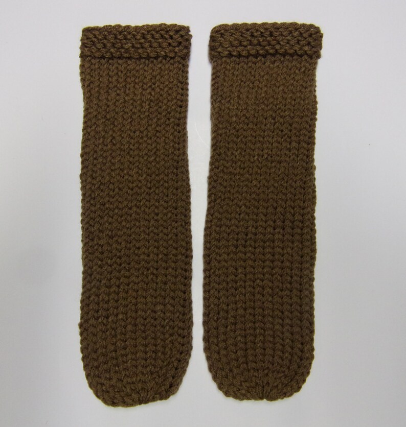 loom knitted brown socks slipper socks long socks one size fits all warm socks thick socks house guest socks 1 pair basket filler