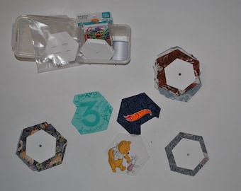 EPP Hexagon DIY Kit, Assorted Fabrics, Sewing Project Supplies