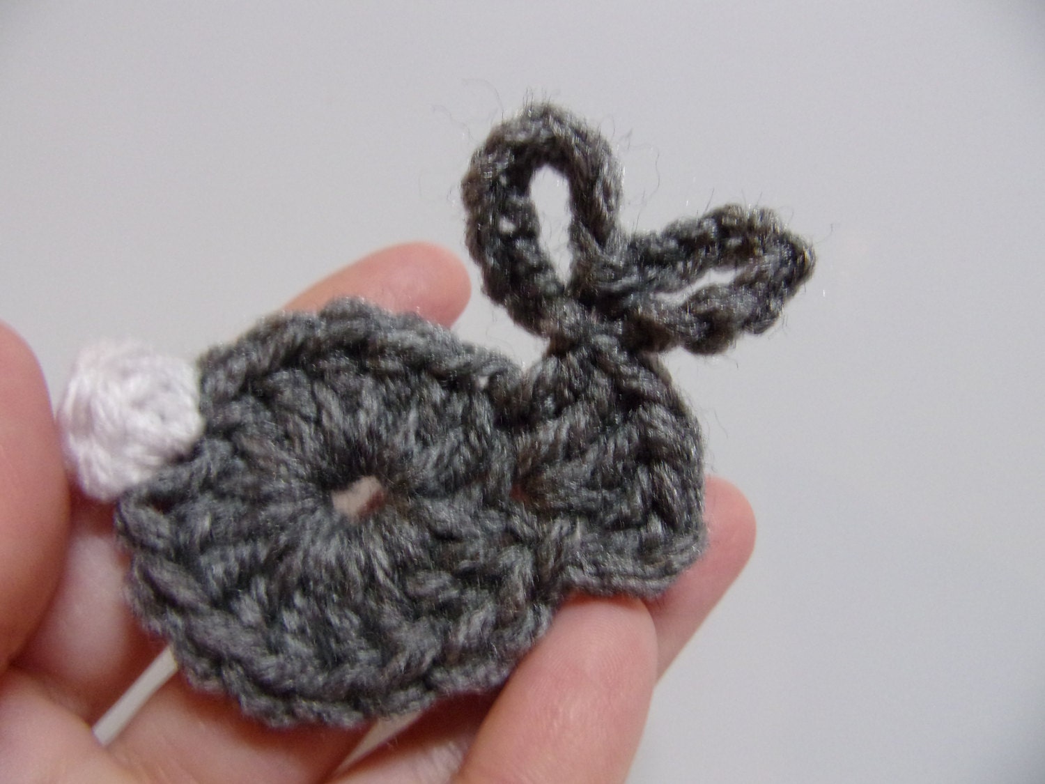 Crocheted gray bunny embellishment set of 12 hand crocheted | Etsy