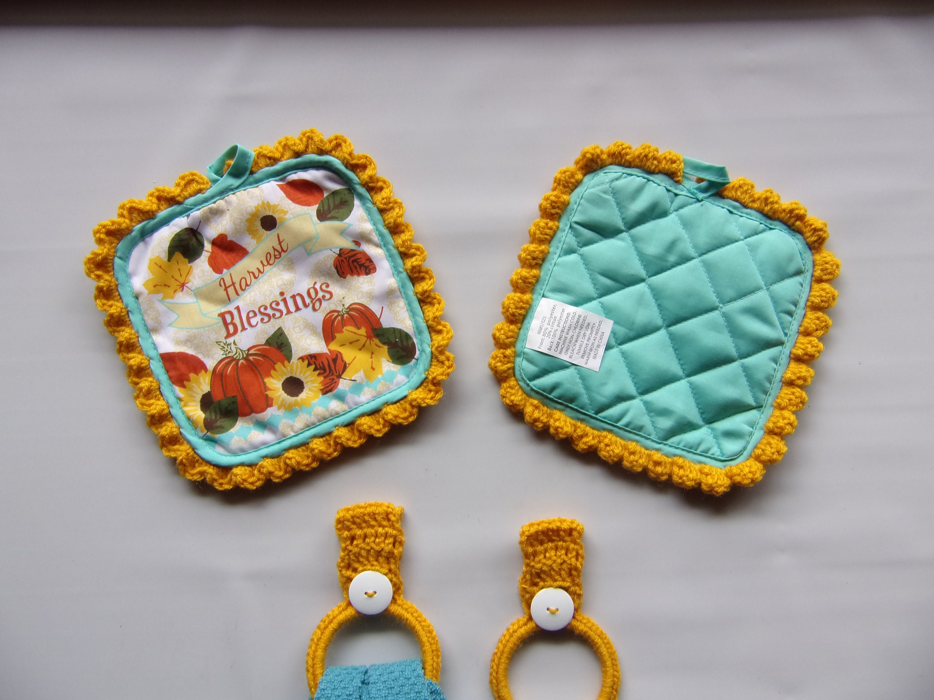 Pot holder kitchen gift set of 4 crocheted hanging kitchen Etsy