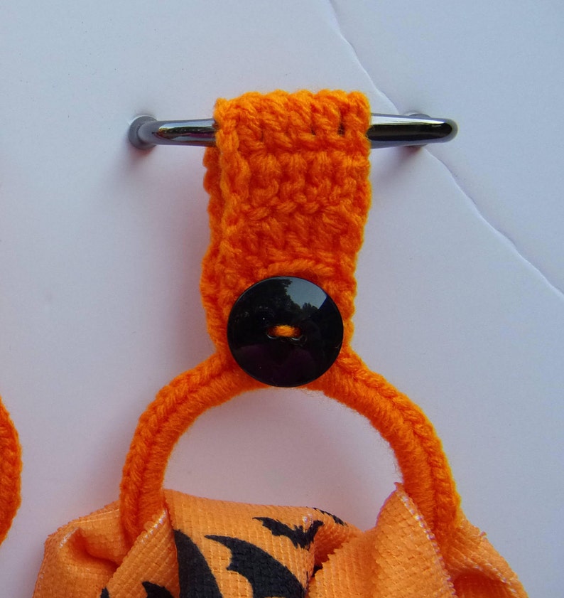 Crocheted hanging towel holder set of 2 orange kitchen towel Etsy