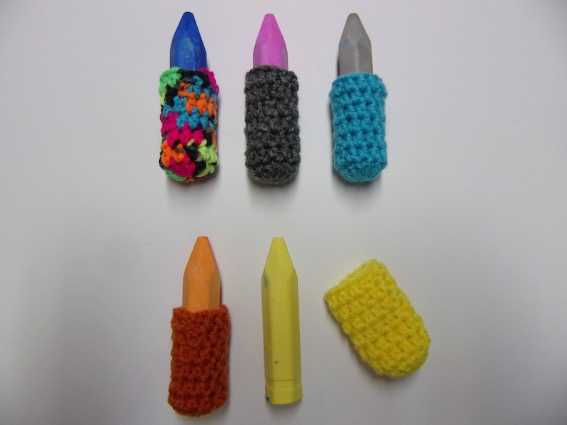 assorted colors treat bag filler outdoor fun activity sidewalk chalk holders party favors sidewalk chalk cozy hand crocheted set of 5