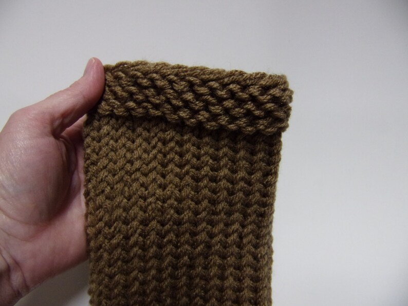 loom knitted brown socks slipper socks long socks one size fits all warm socks thick socks house guest socks 1 pair basket filler