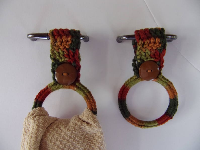 Crocheted Hanging Towel Holders Set of 2 Kitchen Towel Ring Etsy