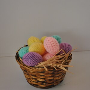 loom knitted eggs, set of 12 loom knitted eggs, covered plastic eggs, basket filler, pastel egg, yarn covered egg, Easter home decor image 9