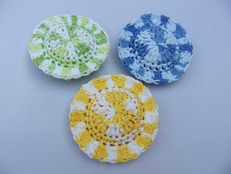 Kitchen dish scrubby set of 3 hand crocheted cotton mesh Etsy