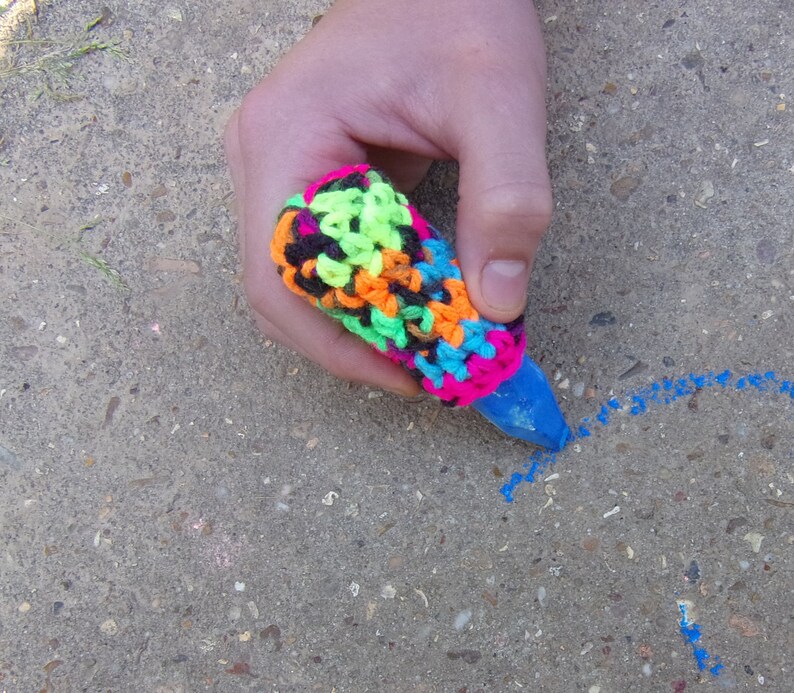 assorted colors treat bag filler outdoor fun activity sidewalk chalk holders party favors sidewalk chalk cozy hand crocheted set of 5