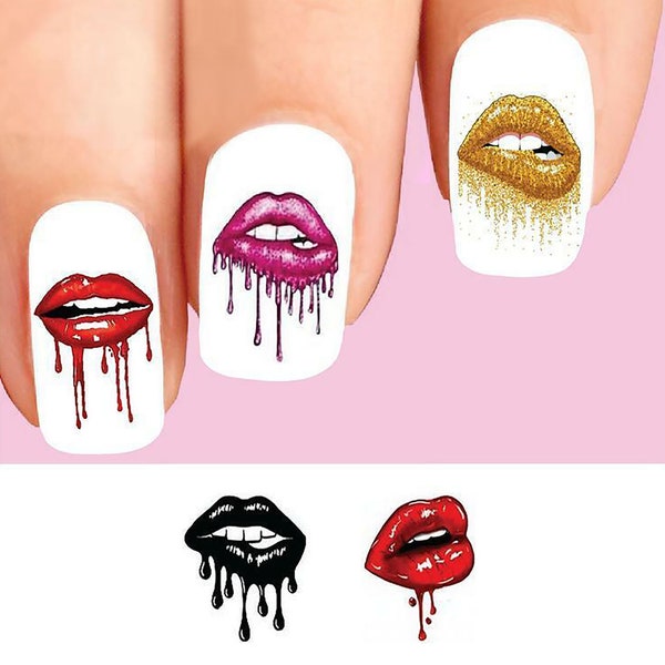 Lips Nail Stickers Etsy