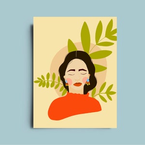 het meisje pastel print, minimalistische tribal Poster, als een wenskaart/ansichtkaart/Wall Art/wand decor.
