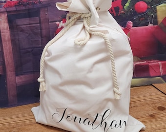 Personalized Large Cotton Christmas Sack: Reusable Santa Gift Bag