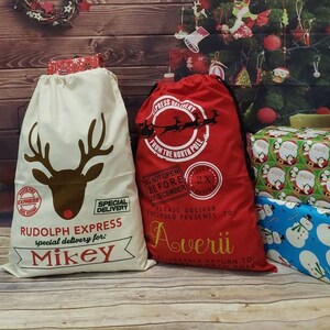 Personalized Santa Sack, Christmas Gift Bag, North Pole Sack, Custom Santa Sack, Santa Sack