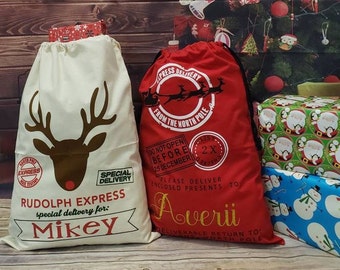 Sacco di Babbo Natale in cotone personalizzato, borsa regalo di Natale del Polo Nord