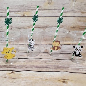 Baby jungle animal 12 oz cups, baby shower jungle animal, birthday jungle animals, Safari Shower, Jungle first birthday, Zoo Birthday