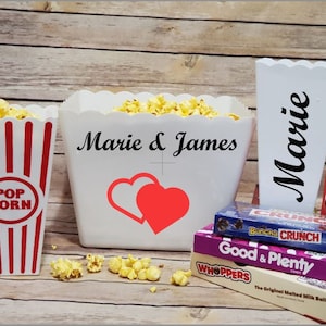 Personalized Popcorn Tub, Personalized Popcorn Bucket, Movie Night, Valentines day gifts Popcorn Bowl, Family Movie Night, Personalized bowl