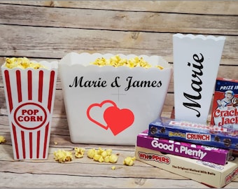 Personalized Popcorn Bucket, Movie Night Bowl