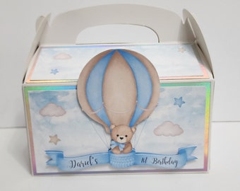 Teddy Bear Hot Air Balloon Gable Boxes: Baby Shower Party Favors