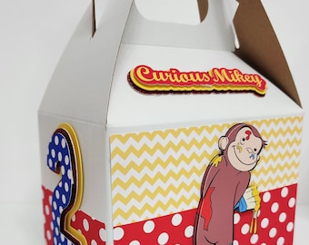 Curious George Party Treat Box: Personalized Birthday Gable Box