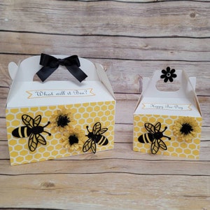 Bee Favor Box, What will it Bee? Happy Bee-Day, Bubble Bee themed party, Bee Baby Shower, Bee First Birthday, What will it Bee Gender Reveal