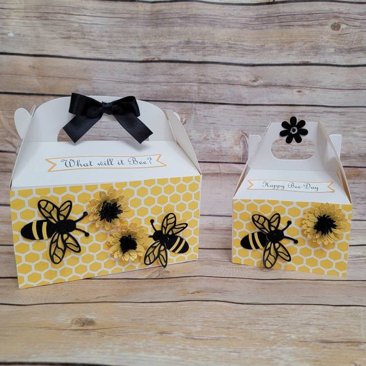 Bee Favor Box What will it Bee Happy BeeDay Bubble Bee themed party Bee Baby Shower Bee First Birthday What will it Bee