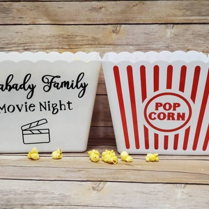 Personalized Popcorn Tub | Personalized Popcorn Bucket | Movie Night, Date Night | Family Movie Night| Personalized Popcorn bowl