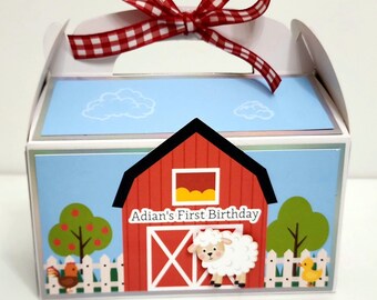 Barnyard Favor Boxes: Farm Birthday Party Treat Boxes