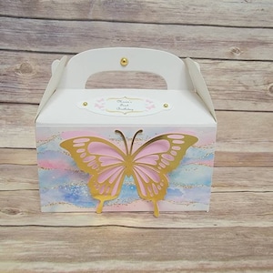 Butterfly Favor Boxes, Butterfly Themed Party, Pastel Themed Party, Butterfly Party Decorations, Butterfly First Birthday, Fairy Theme Party