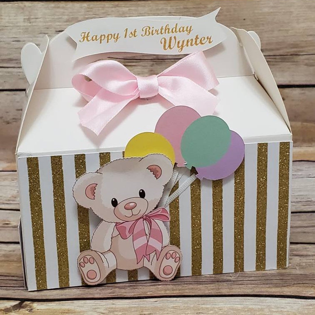 Teddy Bear Pastel Gable Boxes Pastel Themed Birthday Teddy Etsy