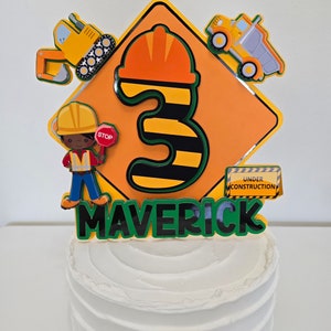 Construction Theme Cake Topper-Custom Cake Topper-Construction Birthday Party