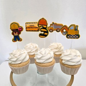 Construction Birthday Cupcake Toppers: Custom Age, Truck Theme