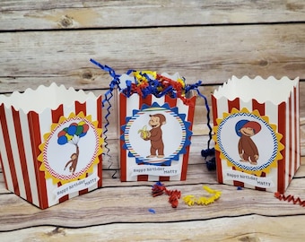 Curious George Popcorn Boxes- Curious George Treat Boxes-Curious George Party Theme