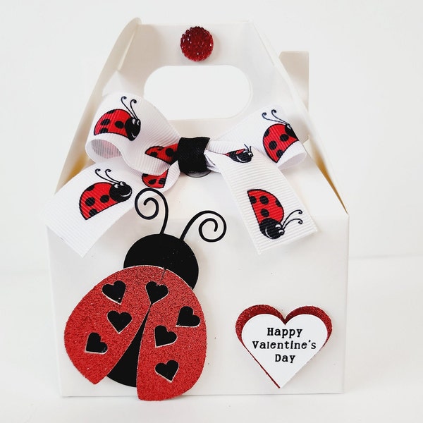 Valentine's Day Treat Boxes, Teachers Valentines Day Gifts, Student Valentine's Day Gifts, Love Bug Theme, Lady Bug Gable Box