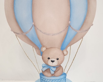 Teddy Bear Hot Air Balloon Baby Shower Centerpiece