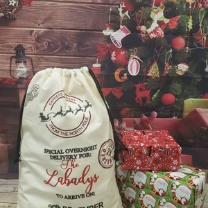 Personalized Christmas Gift Bags, Personalized Gift Bags, Eco Friendly Bags, Santa Bags, Custom Gift Bags, Reusable Gift Bags