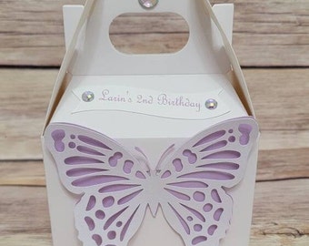 Butterfly Gable Box: Pastel Party Favor, Glitter Accent