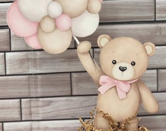 Teddy Bear Centerpiece: Boho Baby Shower Decor