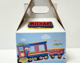 Personalized Train Theme Treat Box: Birthday Party Favor