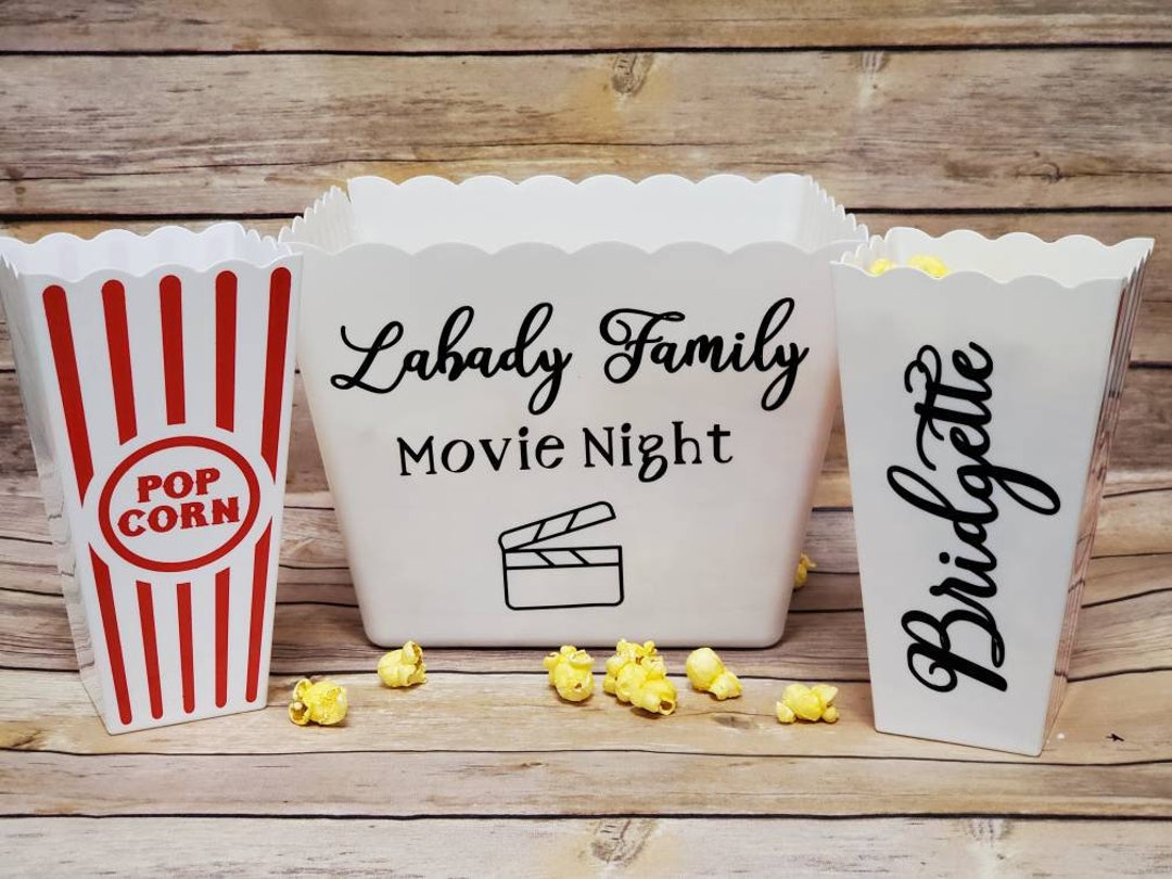 Personalized Popcorn Tub, Popcorn Bucket, Family Movie Night, Date
