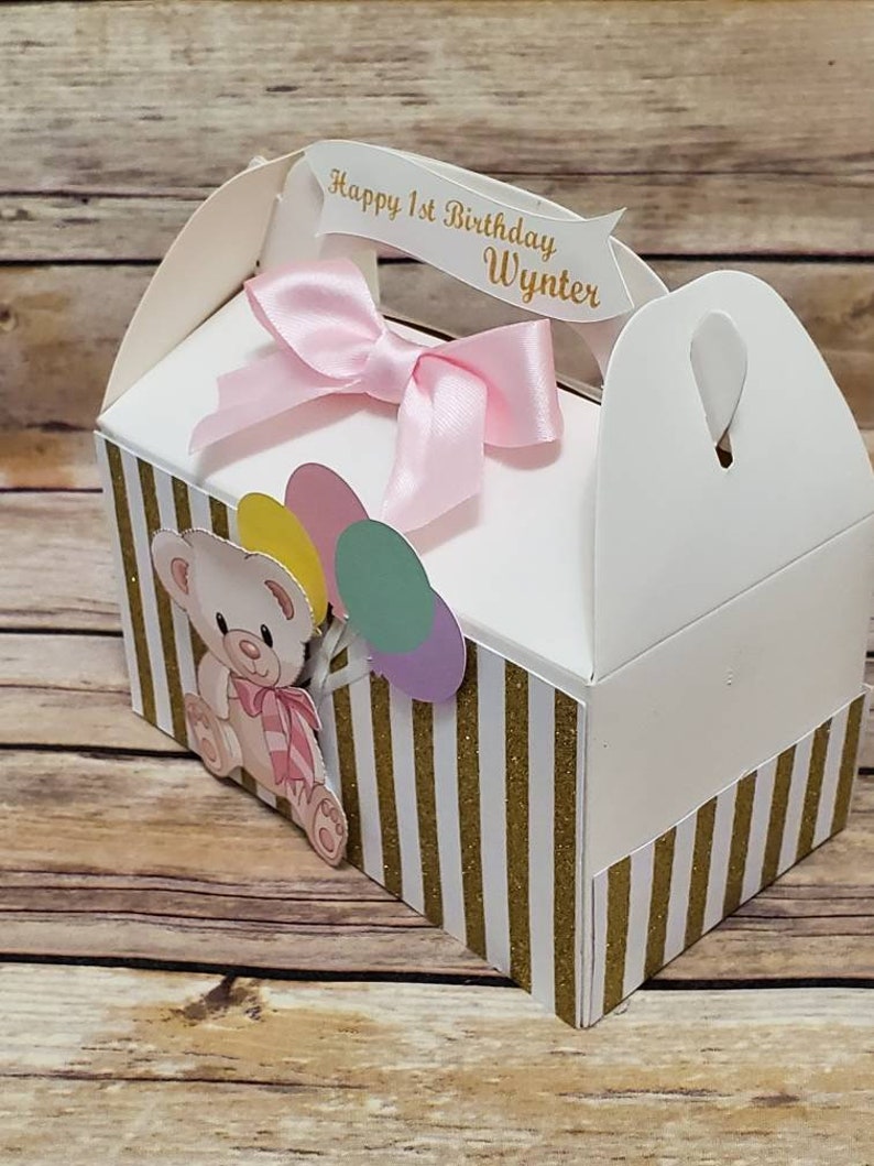 Teddy Bear Pastel Gable Boxes Pastel Themed Birthday Teddy Etsy